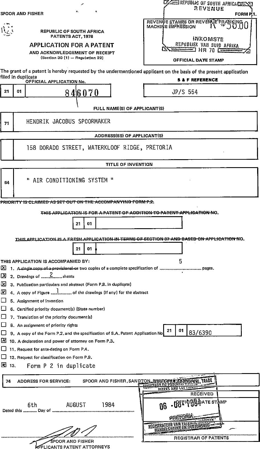 Air Conditioning System — original document, page 1