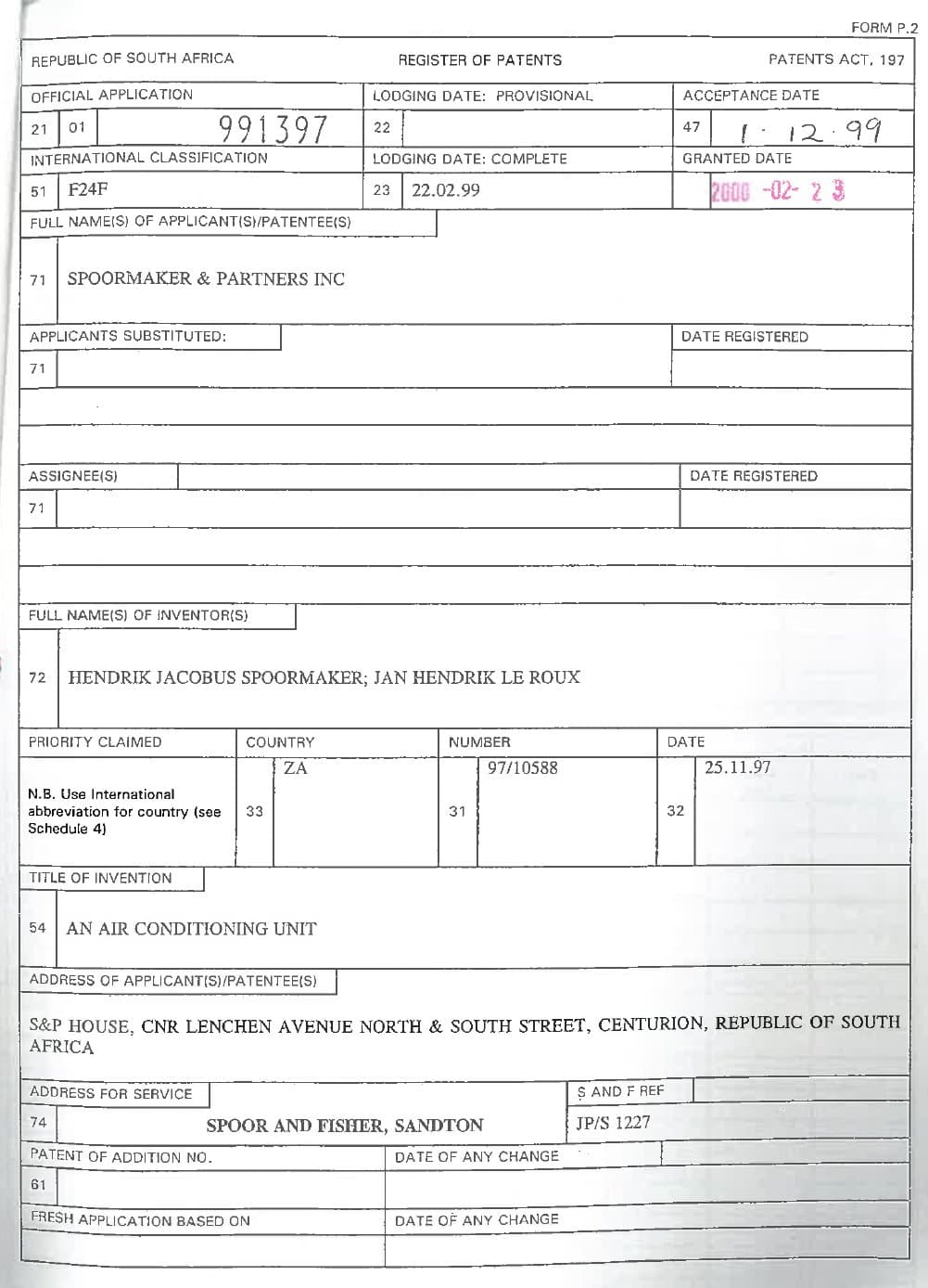 An Air Conditioning Unit — original document, page 1