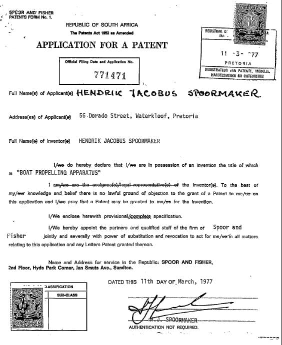 Boat Propelling Apparatus — original document, page 1