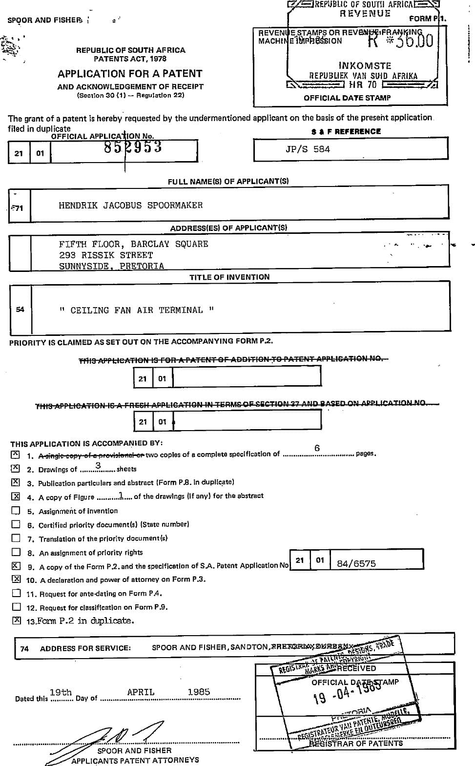 Ceiling Fan Air Terminal — original document, page 1