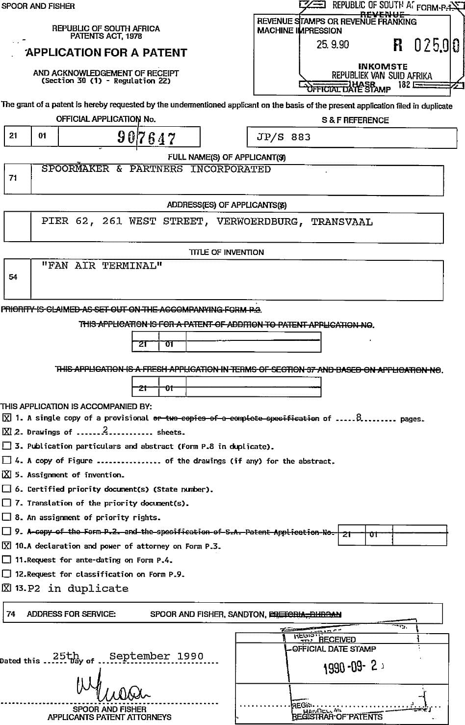 Fan Air Terminal — original document, page 1