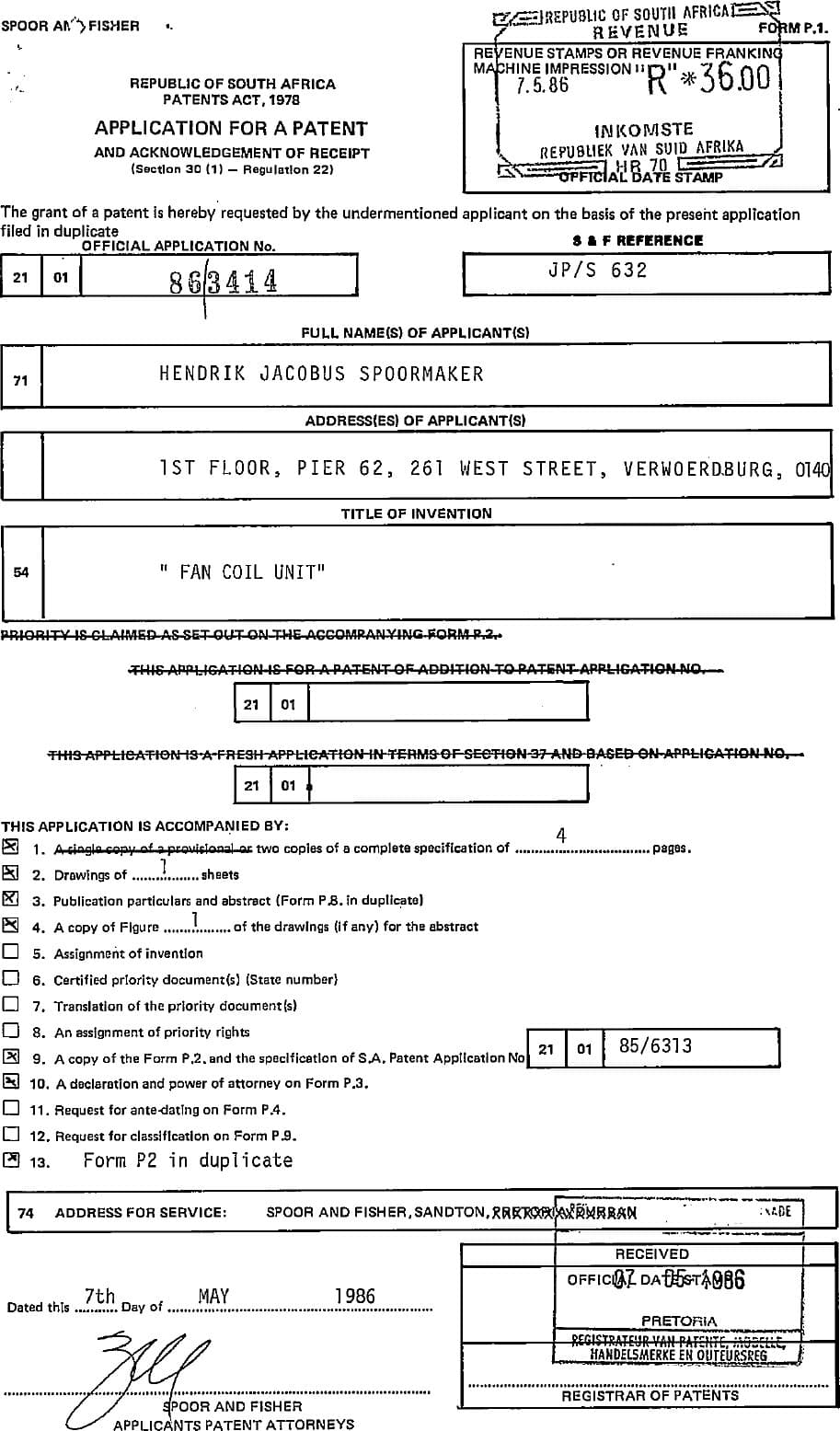 Fan Coil Unit — original document, page 1