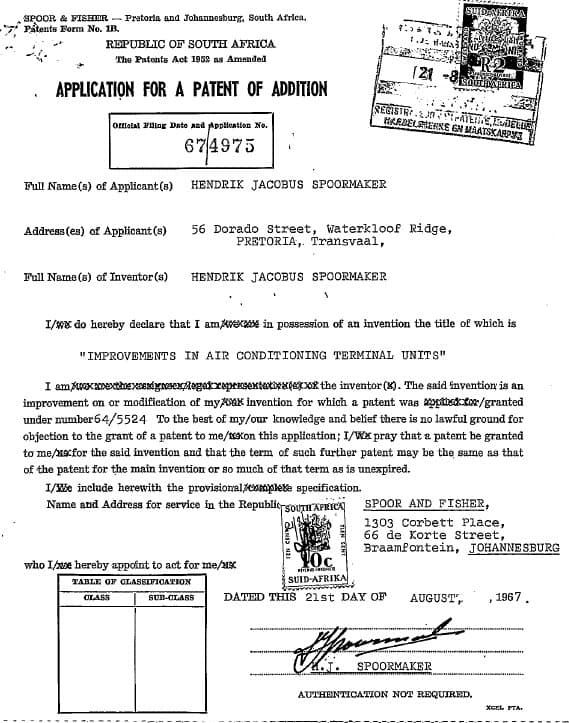 Improvements in Air Conditioning Terminal Units — original document, page 1