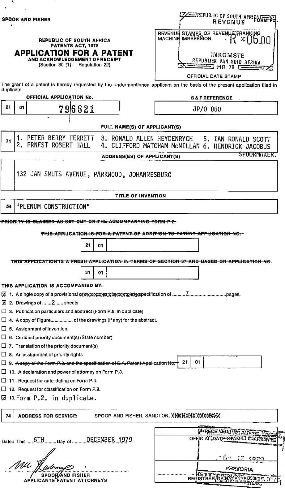 Plenum Construction — original document, page 1