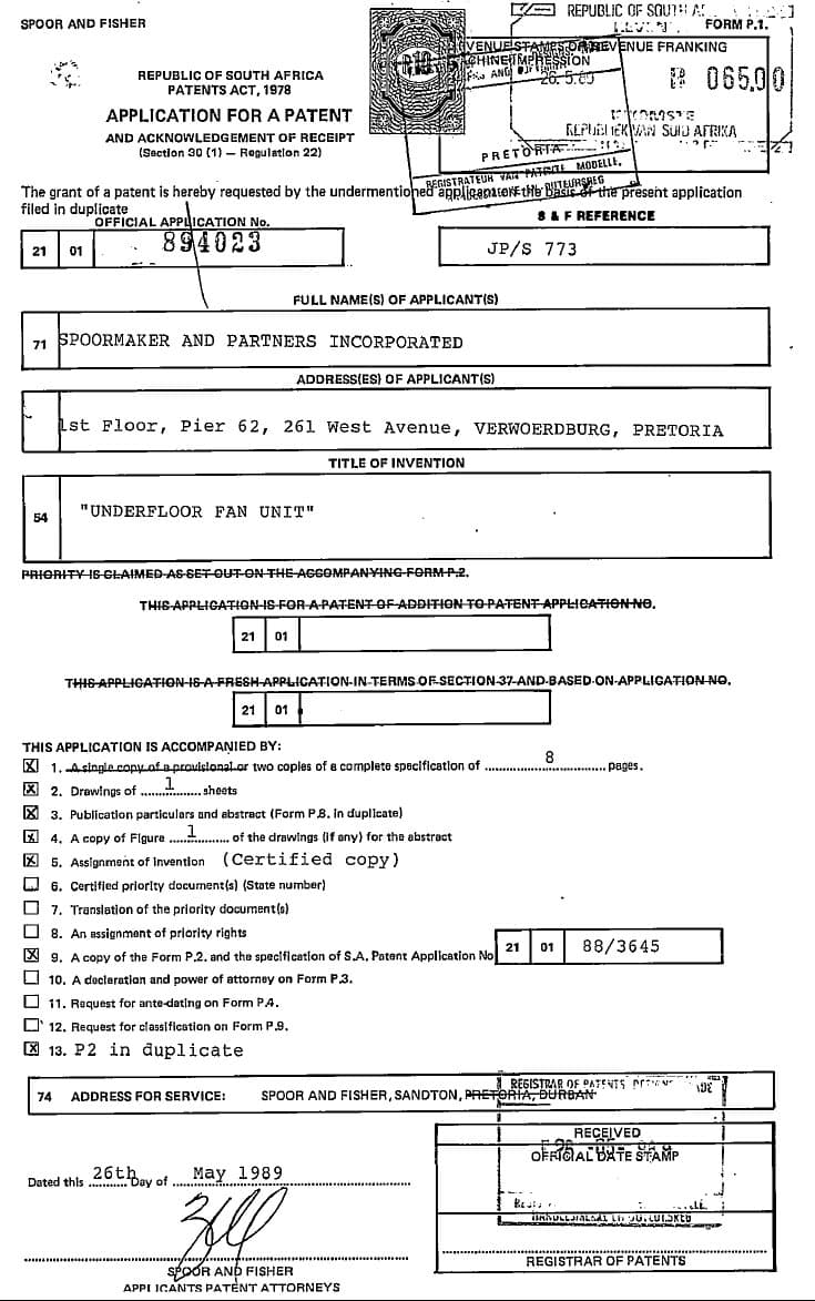 Underfloor Fan Unit — original document, page 1